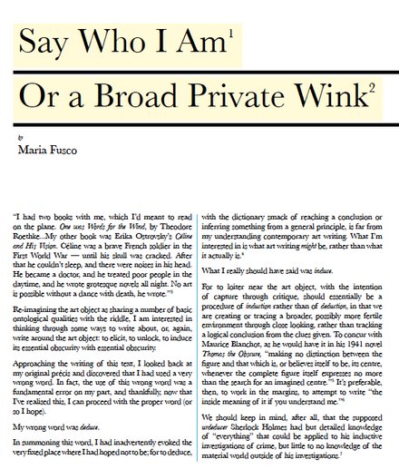 Say Who I Am or a Broad Private Wink